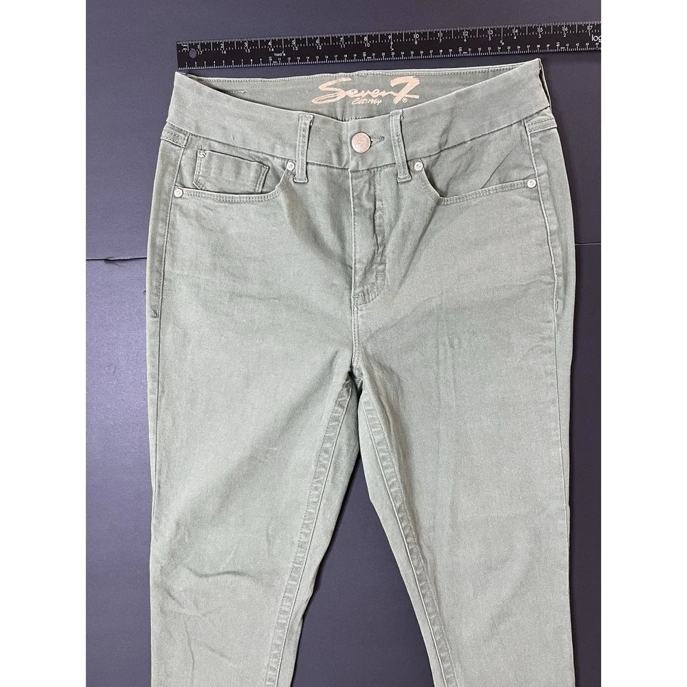 Seven 7 Jeans Tummy Less Highrise Skinny Women's 10 Green Luxury Designer Boho